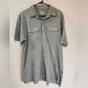 Kuhl Mens Gray Stripe Polo With Double Pocket And Cotton Blend Size Large